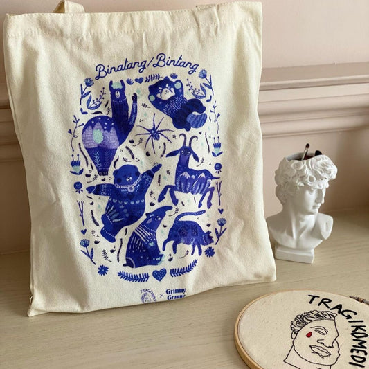 Tragikomedi x GrimmyGranny Binatang/Bintang Totebag