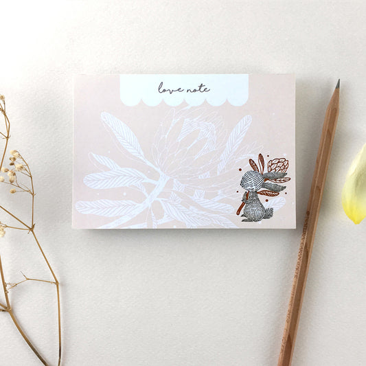 Rabbit & King Protea Memo Pad