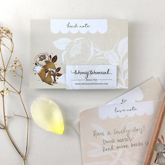 Fox & David Austin Rose Memo Pad