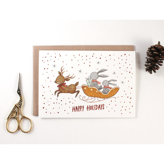 Christmas Card - Happy Holidays - Copper Foil Greeting Card