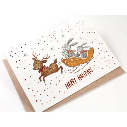 Christmas Card - Happy Holidays - Copper Foil Greeting Card