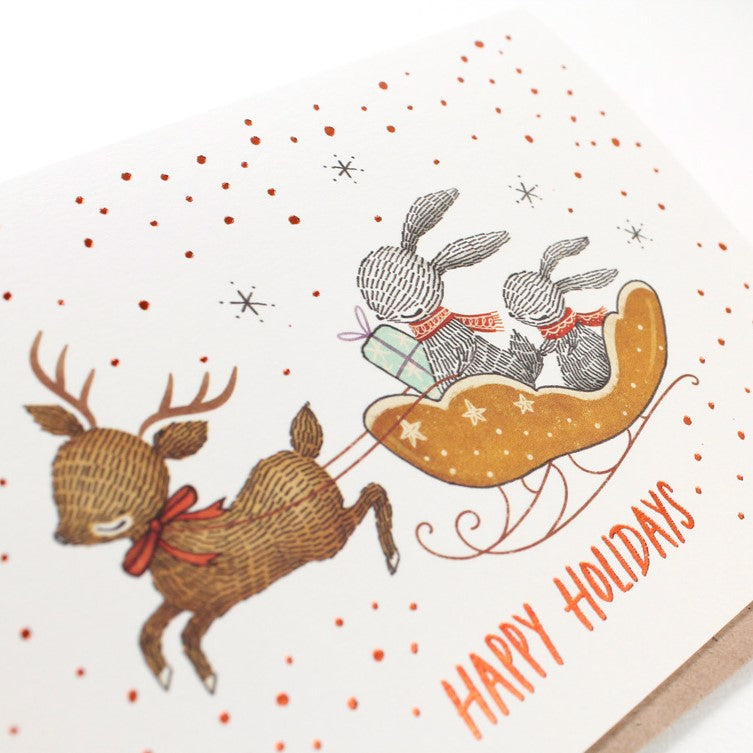 Christmas Card - Happy Holidays - Copper Foil Greeting Card