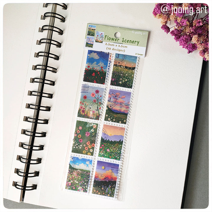 Stamp Washi Tape - Flower Scenery Painting