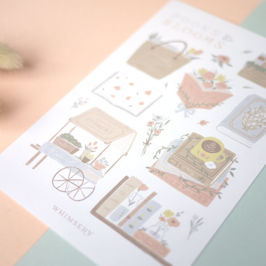 Books and Blooms Sticker Sheet