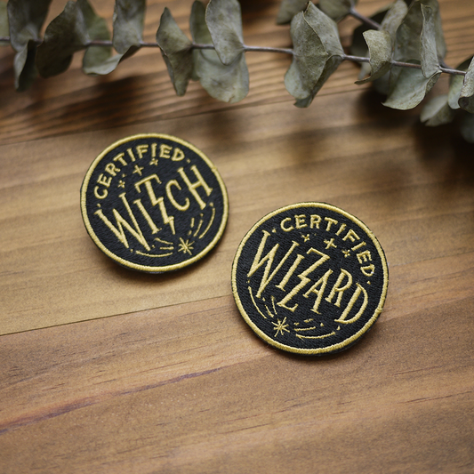 Certified Wizard & Witch Embroidered Patch Pin