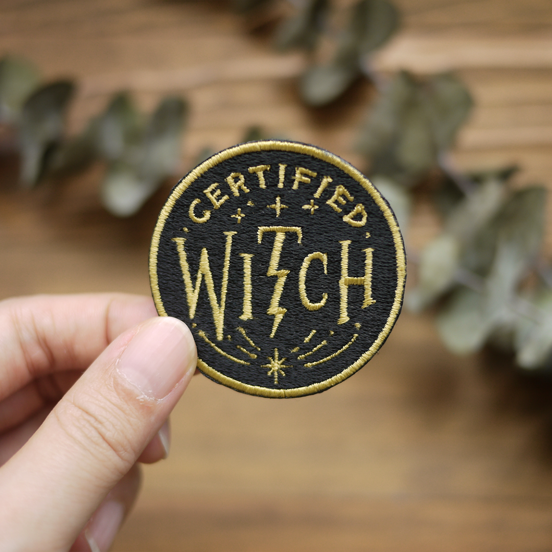 Certified Wizard & Witch Embroidered Patch Pin