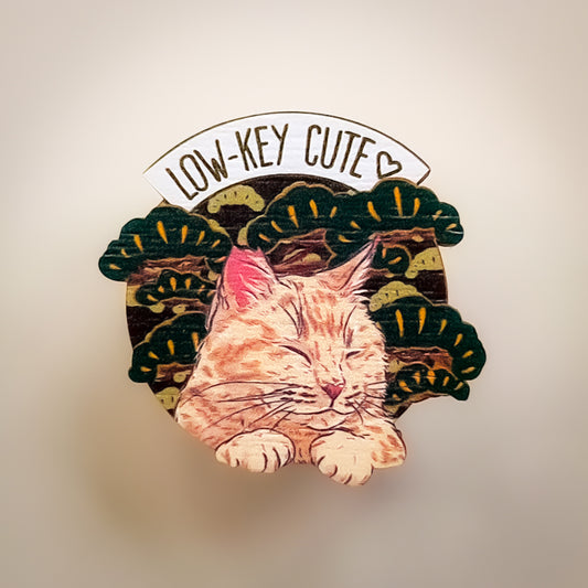 Zen Cats Wooden Pin – Low Key Cute