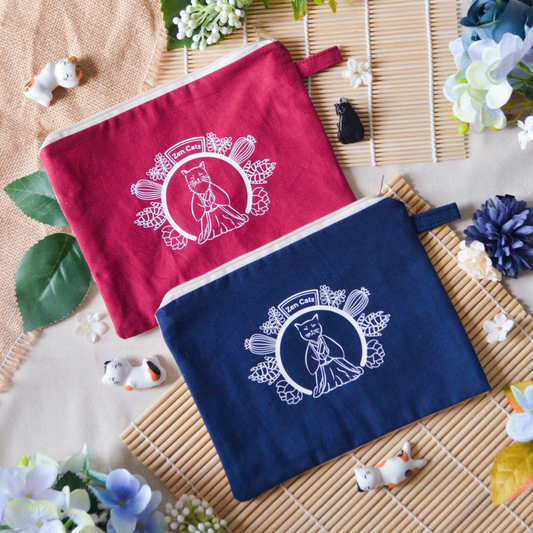 Zen Cats Zipper Bag – Navy
