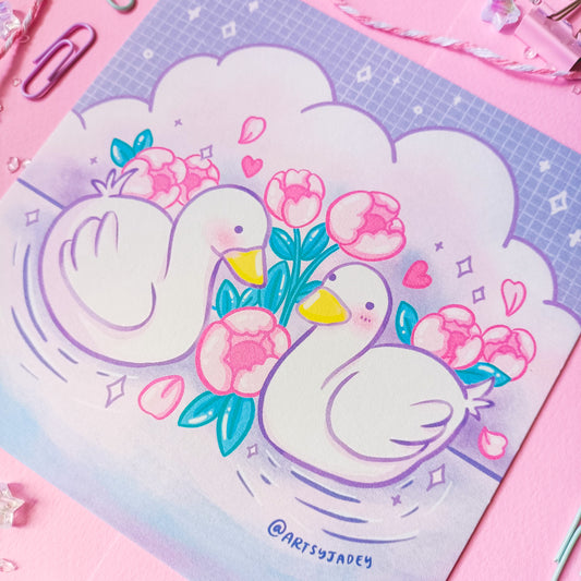 Dreamy Ducks Art Print