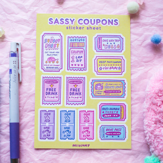 Sassy Coupons Sticker Sheet