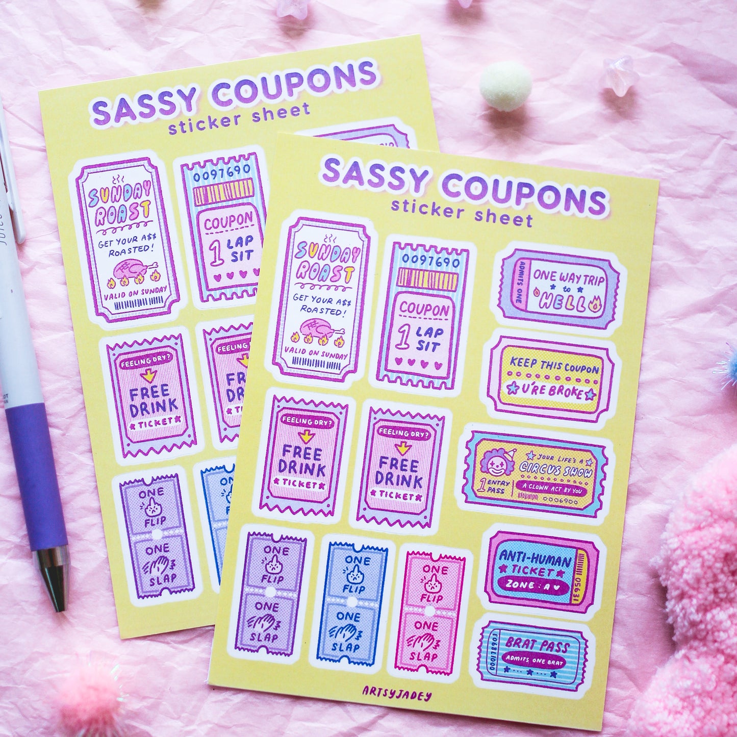 Sassy Coupons Sticker Sheet