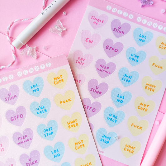 Sassy Hearts Holographic Sticker Sheet