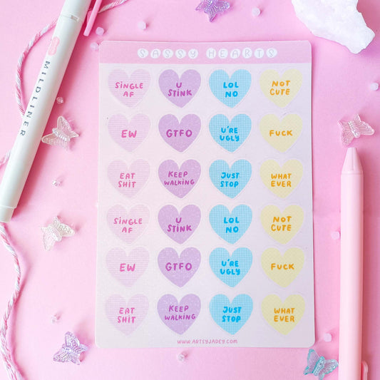 Sassy Hearts Holographic Sticker Sheet