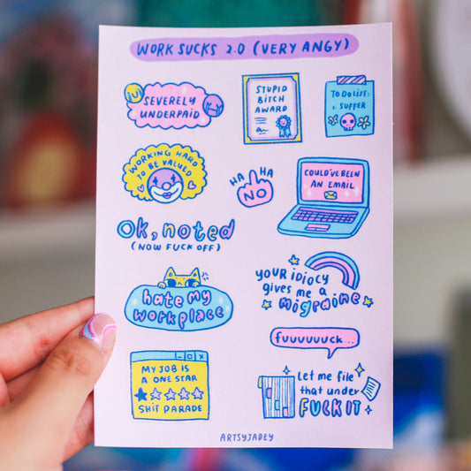 Work Sucks 2.0 Sticker Sheet