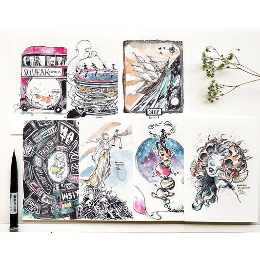 Ink Drawings A6 Prints