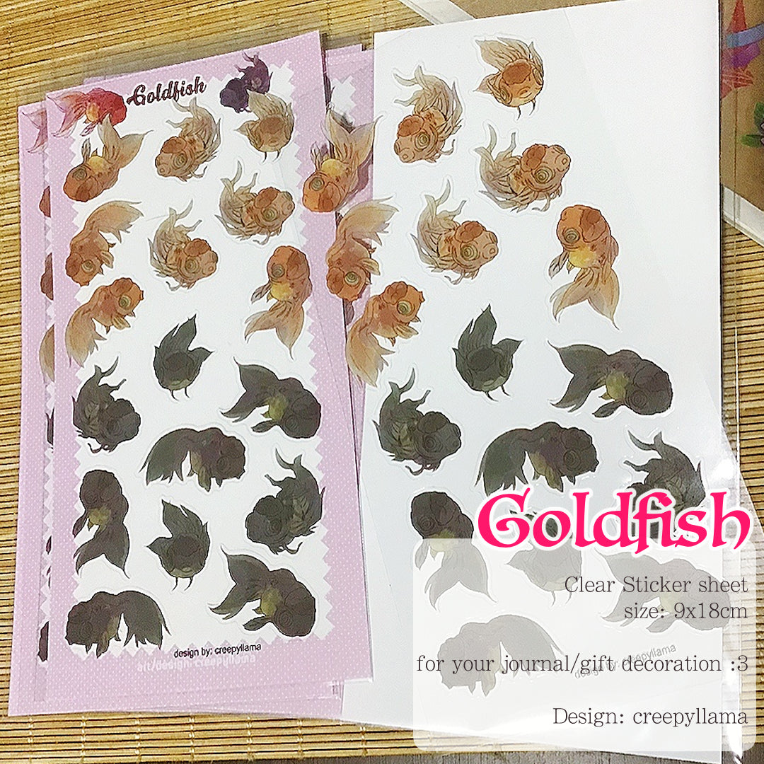 Creepyllama clear sticker sheet - Goldfish