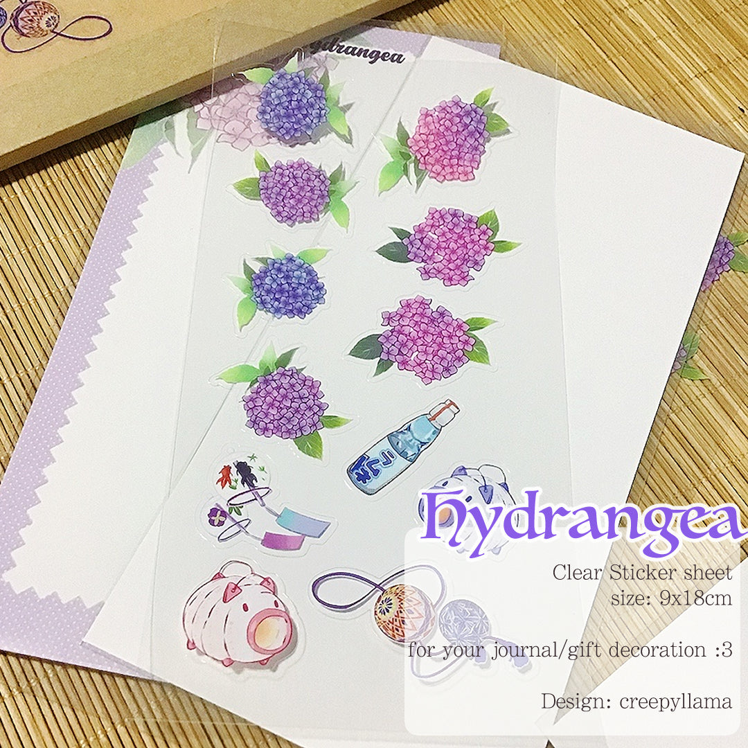 Creepyllama clear sticker sheet - Hydrangea – chub.my