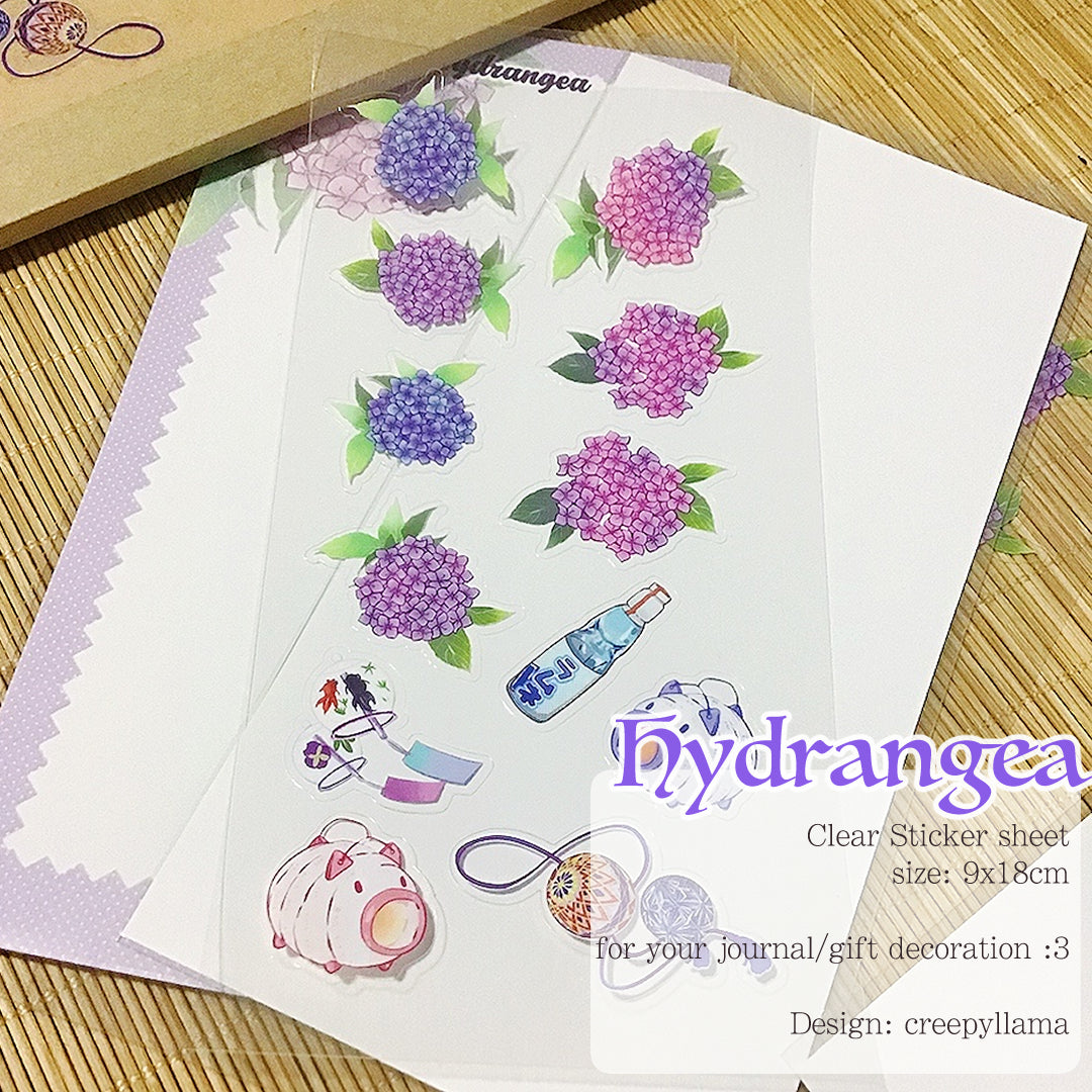 Creepyllama clear sticker sheet - Hydrangea