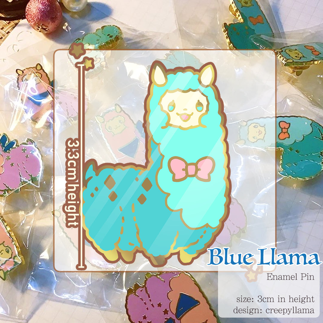 Creepyllama enamel pin - Blue llama