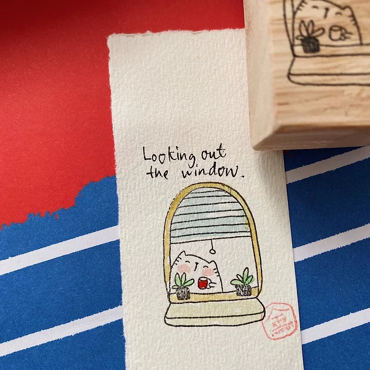 Catdoo rubber stamp - Looking out the window (CD2580059)