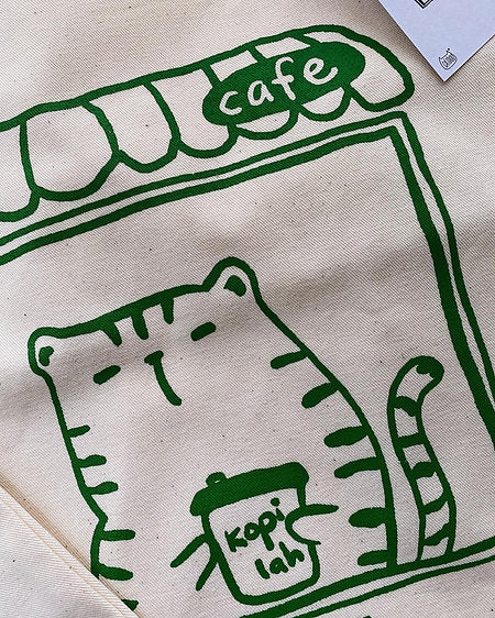 Catdoo Canvas Tote Bag - Tiger Cafe (CD7000105)