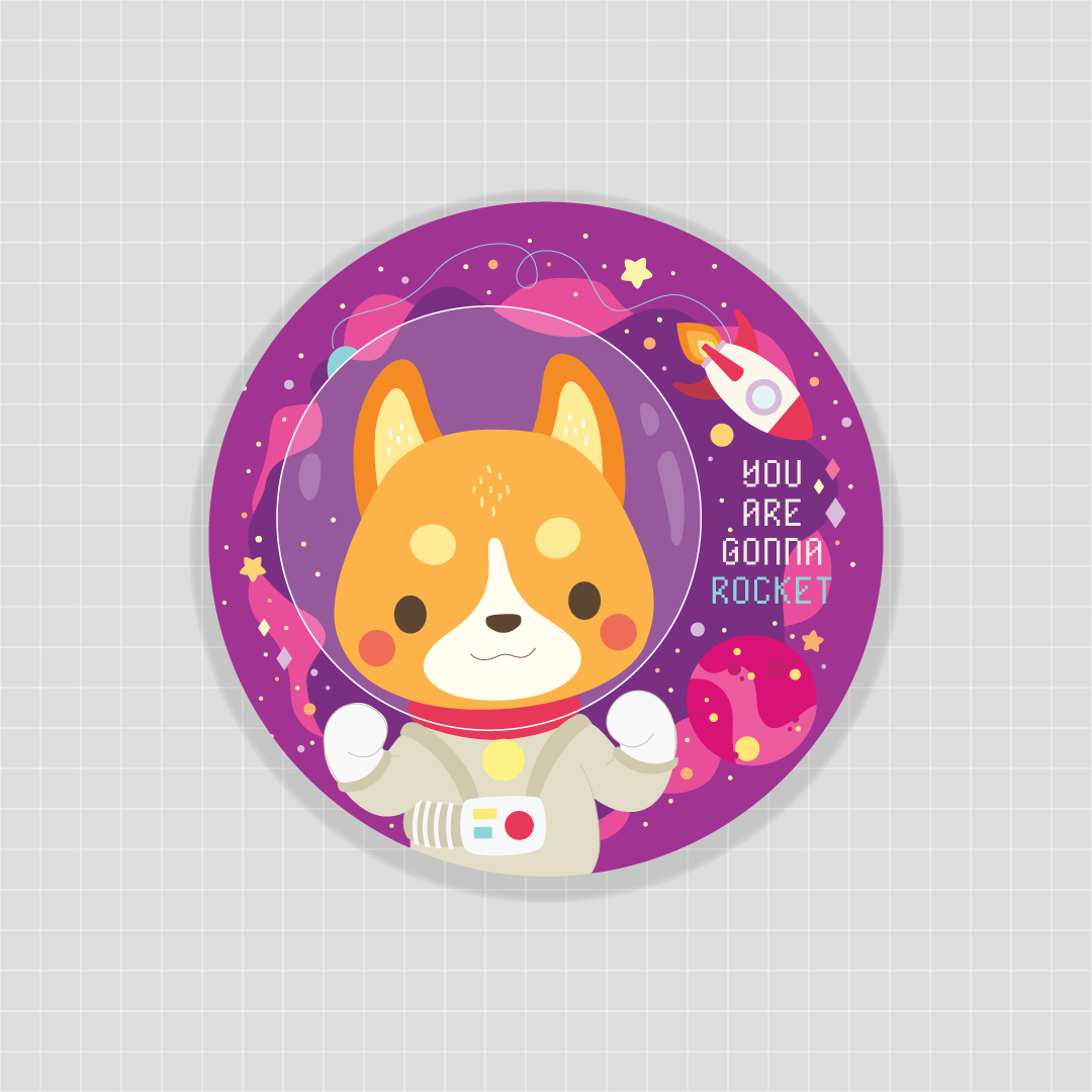 kuchibread Button Badge: Space Puncouragement
