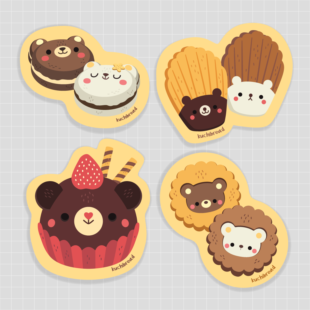 kuchibread Stickers set: Bear Desserts