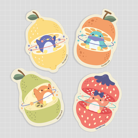 kuchibread Stickers set: Fruit Planet Penguins