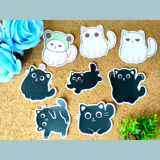 Silly cat stickers set