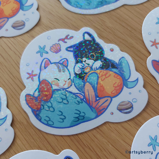 Waterproof Stickers (Holo) // Pika Pika: Kuro & Sassy