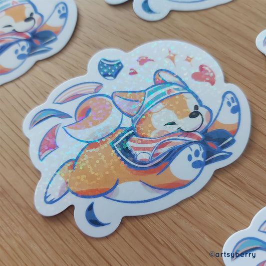 Waterproof Stickers (Holo) // Pika Pika: Shiba Chan