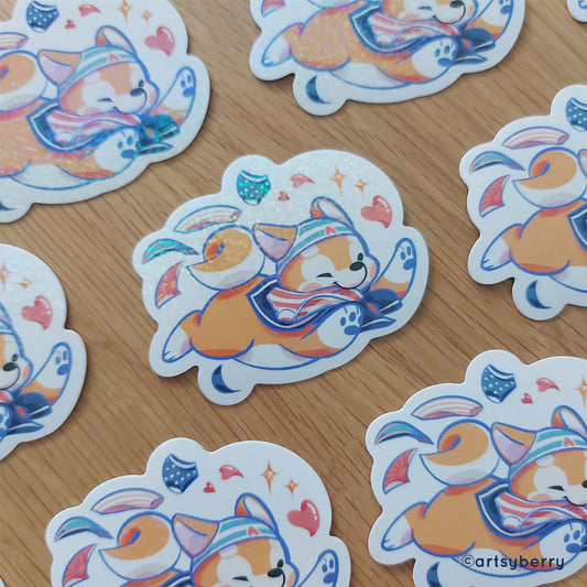Waterproof Stickers (Holo) // Pika Pika: Shiba Chan