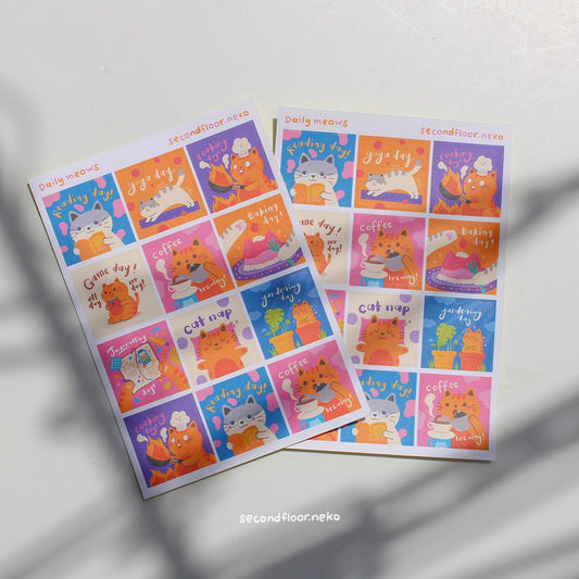 secondfloor.neko | Daily Meows Sticker Sheet