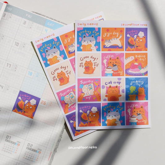 secondfloor.neko | Daily Meows Sticker Sheet