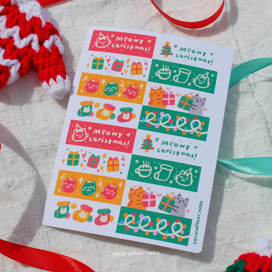 secondfloor.neko | Meowy Xmas Tape Bits Sticker Sheet