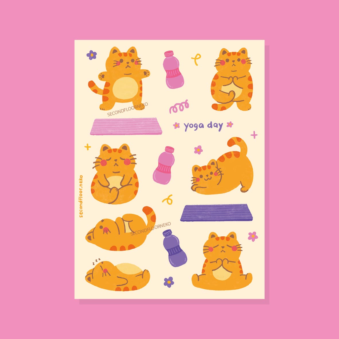 Yoga Cats sticker sheet | secondfloor.neko