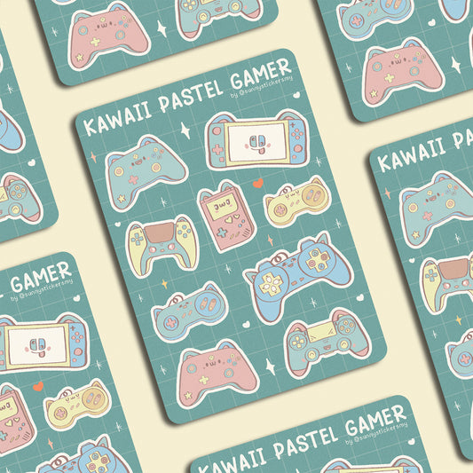 Kawaii Pastel Gamer Sticker Sheet