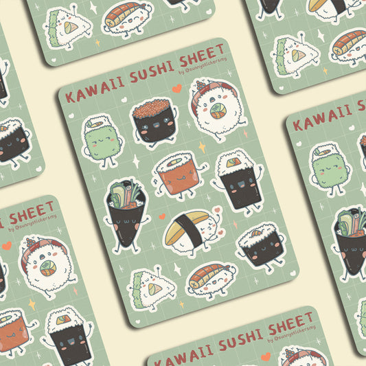 Kawaii Sushi Sticker Sheet