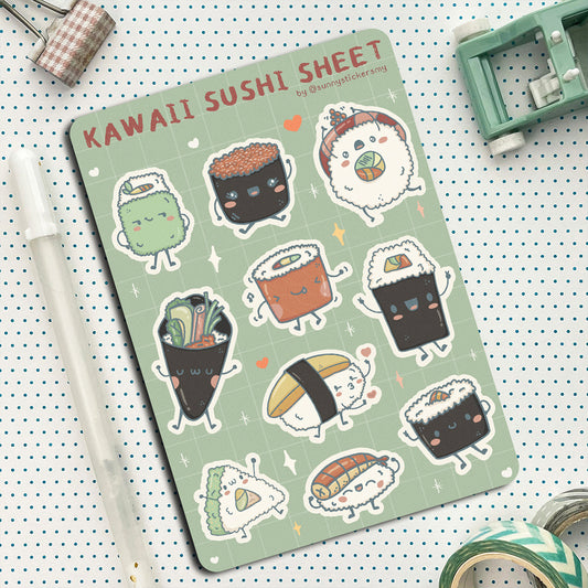 Kawaii Sushi Sticker Sheet