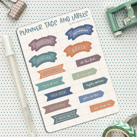 Planner Tags and Labels Sticker Sheet