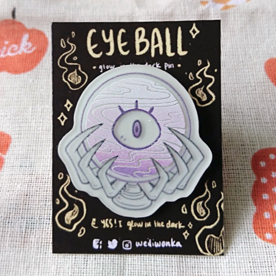 Glow in the dark eyeball pin