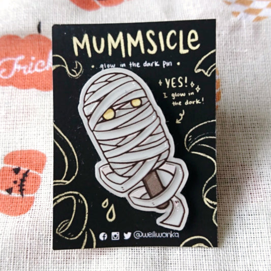 Glow in the dark mummsicle pin