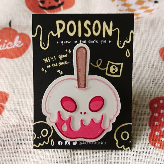 Glow in the dark poison apple pin